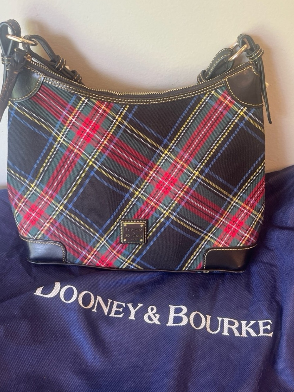 Dooney & Bourke Tartan Plaid Shoulder Bag - Red, Navy & Green - Picture 8 of 9
